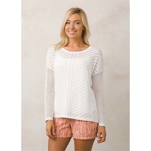 Women's White Open-Knit Pullover Sweater